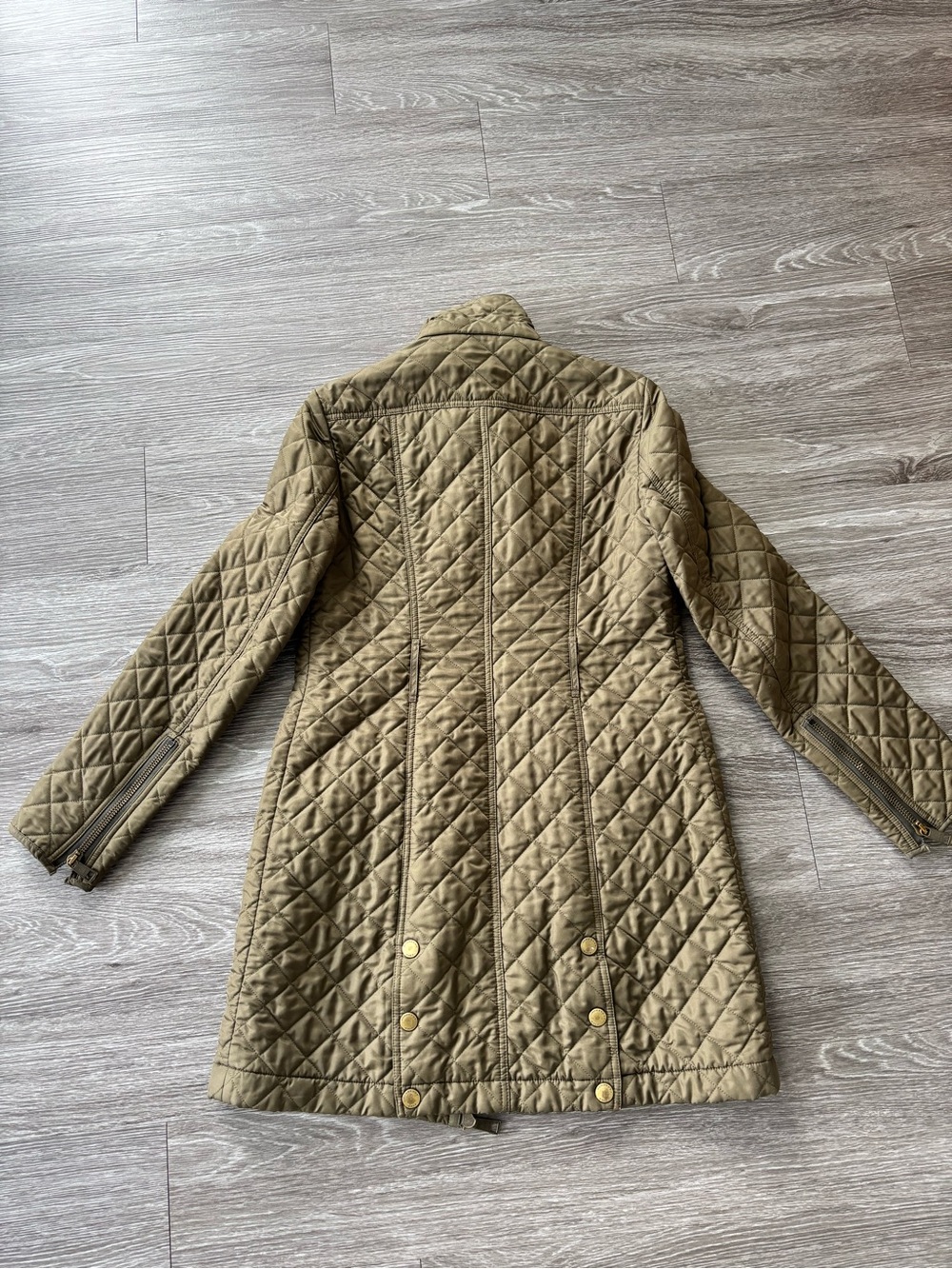 Burberry Olive Quilted Belted Trench Coat - Picture 3 of 6